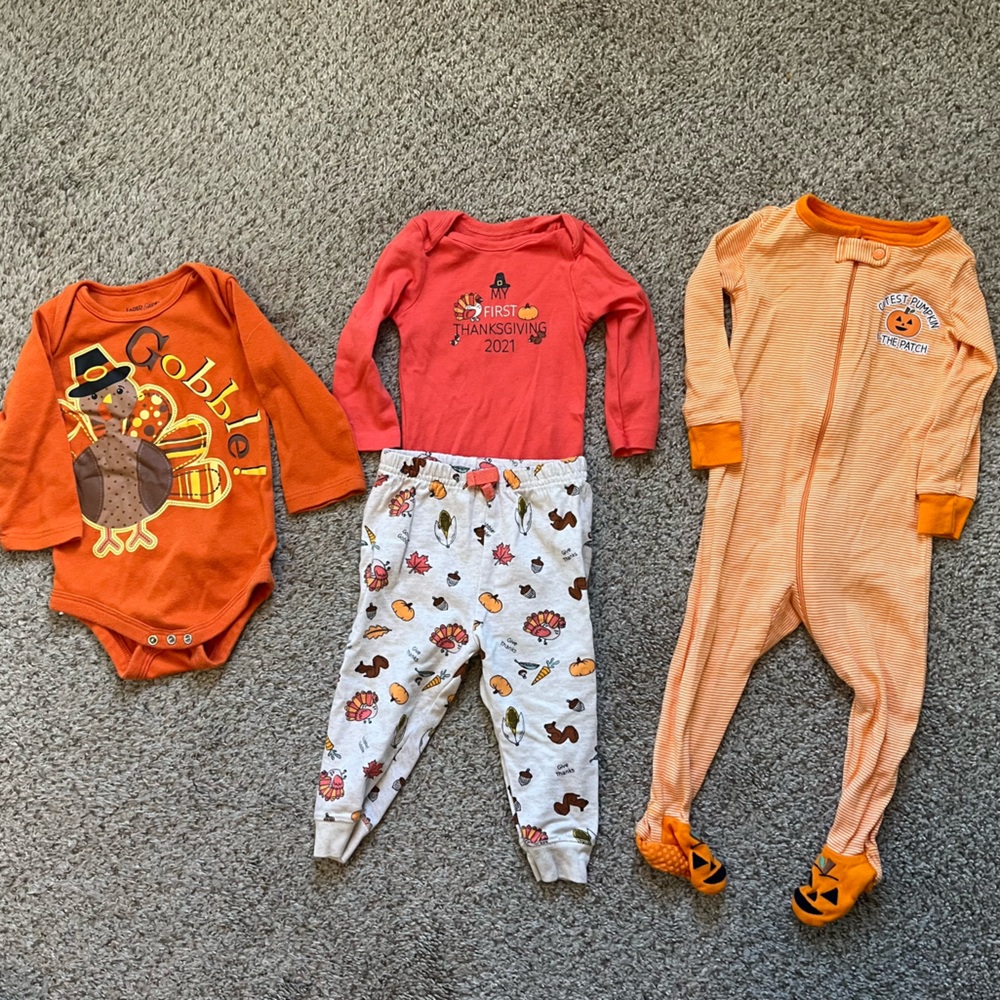 6-9 Month Baby Fall Holiday Bundle- Halloween and Thanksgiving